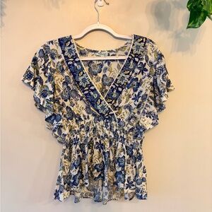 NOSTALGIA Oversized Floral Peasant Blouse - Women